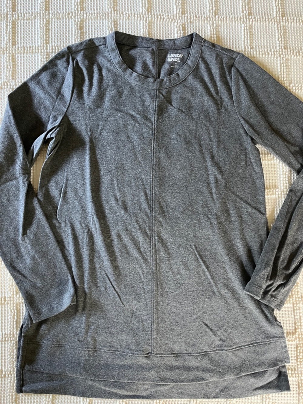 Lands' End Women's Long Sleeve Tunic Top - Charcoal Gray